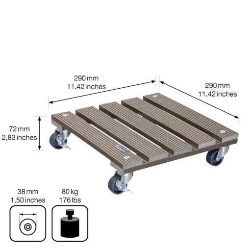 Multi Roller WPC, Tragkraft 80 Kg, Ca. 7 X 29 X 29 Cm -Freien Garten Promotion Geschäft 0920600506 multi roller wpc taupe 4 116688