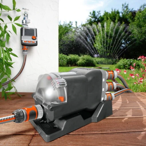 Wasserverteiler, Gardena, Bis 6 Anschlussgeräte, Für Bewässerungscomputer -Freien Garten Promotion Geschäft 0930101138 Wasserverteiler automatic 1 61562