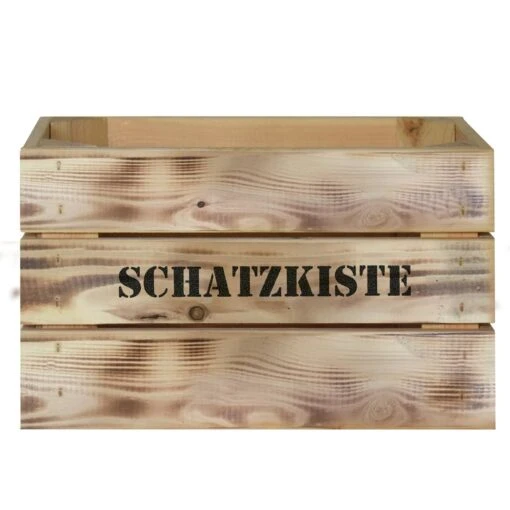 FSC®-Holzbox 'Schatzkiste', Geflammt, Größe M -Freien Garten Promotion Geschäft 0940700259 Koelle Holzbox FSC geflammt 124781