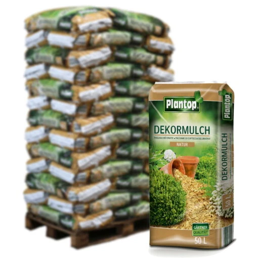 Plantop Dekormulch Natur, 1950 L Gesamt, 39 Sack á 50 L, Palettenware Ohne Zusätzliche Versandkosten -Freien Garten Promotion Geschäft 0960200193 Plantop Dekormulch 10 40mm natur 50l Palette 39St 78580