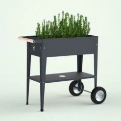 Hochbeet-Trolley Mit Rädern, Anthrazit, Metall, 75 X 35 X 80 Cm, 47 L -Freien Garten Promotion Geschäft 0980250141 Urban Garden Trolly auf Raedern anthrazit 10 84504