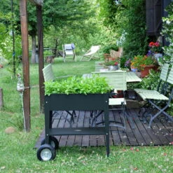 Hochbeet-Trolley Mit Rädern, Anthrazit, Metall, 75 X 35 X 80 Cm, 47 L -Freien Garten Promotion Geschäft 0980250141 Urban Garden Trolly auf Raedern anthrazit 13 84502