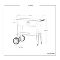 Hochbeet-Trolley Mit Rädern, Anthrazit, Metall, 75 X 35 X 80 Cm, 47 L -Freien Garten Promotion Geschäft 0980250141 Urban Garden Trolly auf Raedern anthrazit 16 84495