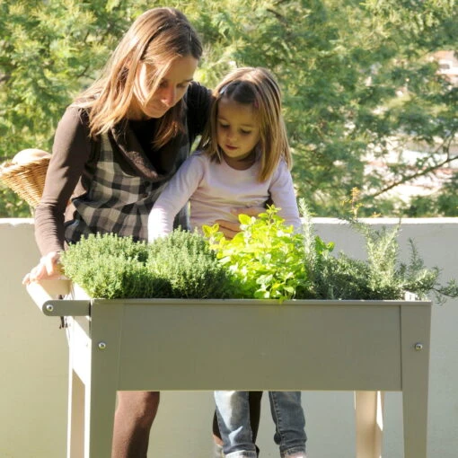 Hochbeet-Trolley Mit Rädern, Taupe, Metall, 75 X 35 X 80 Cm, 47 L -Freien Garten Promotion Geschäft 0980250143 Urban Garden Trolly auf Raedern taupe 10 84520