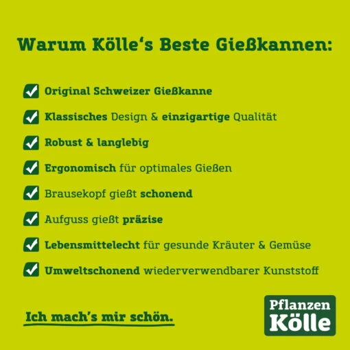 Kölle's Beste Gießkanne, Grün, Mit Brausekopf, Kunststoff -Freien Garten Promotion Geschäft koelles beste giesskannen 79115